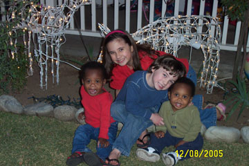 Amara, Iris, Drew and Seth at holiday time